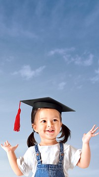 Little graduate girl iPhone wallpaper, education border