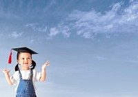 Little graduate girl background, education border