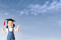 Little graduate girl background, education border