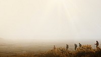 Friends hiking together background, outdoors activity