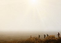 Friends hiking together background, outdoors activity