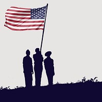 Soldiers silhouette border background, American flag image