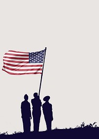 Soldiers silhouette border background, American flag image