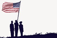 Soldiers silhouette border background, American flag image