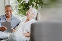 Retired couple smiling background