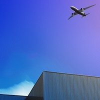 Flying plane, gradient background