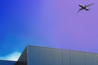 Flying plane, gradient background
