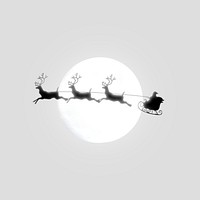 Santa sleigh silhouette element psd