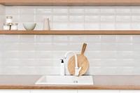 Kitchen sink background, aesthetic interior