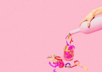 Pink champagne bottle background, celebration image