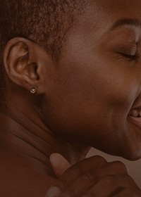 Black woman's skin background, beauty close up image