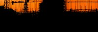 Construction silhouette, orange blog banner