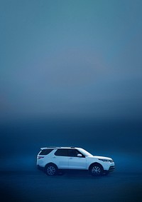 White SUV car background, blue gradient image