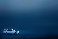 White SUV car background, blue gradient image