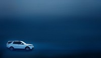 White SUV car background, blue gradient image