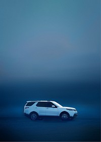 White SUV car background, blue gradient image