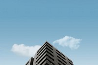 Aesthetic architecture background, building & blue sky image