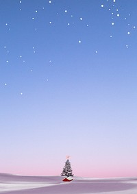 Snowing blue sky background, Christmas tree border