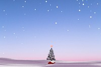 Snowing blue sky background, Christmas tree border