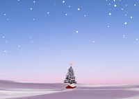 Snowing blue sky background, Christmas tree border