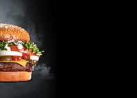 Juicy burger background, fast food image