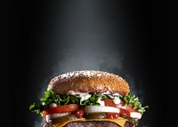 Cheeseburger black background