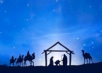 Three Wise Men background, silhouette border