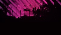 Silhouette concert, pink light background