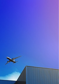 Flying plane, gradient background