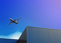 Flying plane, gradient background