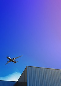 Flying plane, gradient background