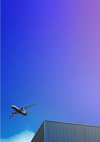 Flying plane, gradient background