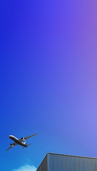 Flying plane, gradient mobile wallpaper