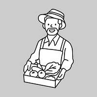 Male smart farmer selling organic produce flat line vector