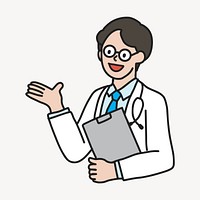 Male doctor holding medical report vector