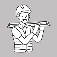 Civil engineer construction worker flat line vector