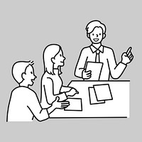 Business meeting teamwork line art  illustration