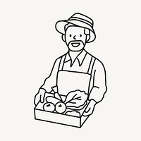 Male smart farmer selling organic produce line art vector