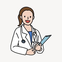 Happy female doctor with stethoscope medical report vector