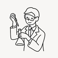 Young male scientist working in lab line art vector