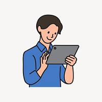 Man using digital tablet vector