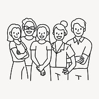 Employee in diversity workplace line drawing  illustration