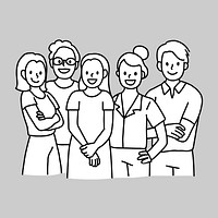 Employee in diversity workplace line art vector