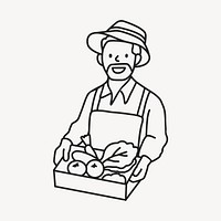 Male smart farmer selling organic produce line drawing  illustration