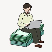 Man employee working on laptop in relaxing workspace vector