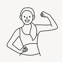 Woman workout flat line collage element vector