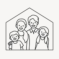 Happy home family flat line vector