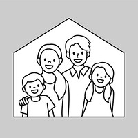 Happy home family line art vector