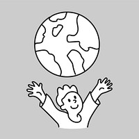 Kid save the planet line art vector