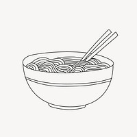 Noodle bowl line art vector